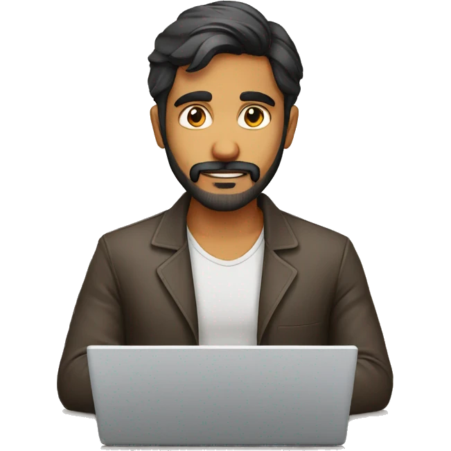 indian guy facial hair working in laptop emoji