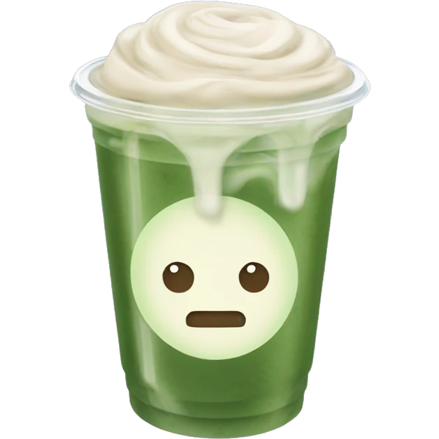 plain iced matcha latte in clear takeaway cup with no whipped cream on top emoji