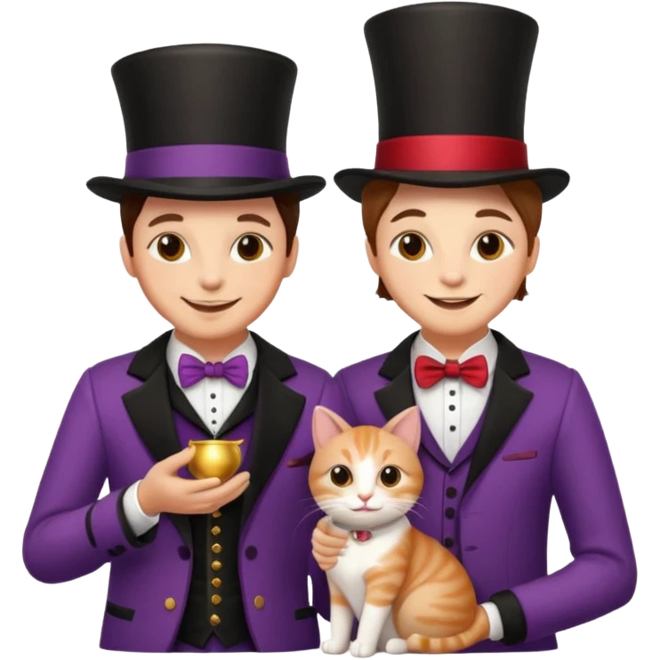 magician couple and their pet cat emoji