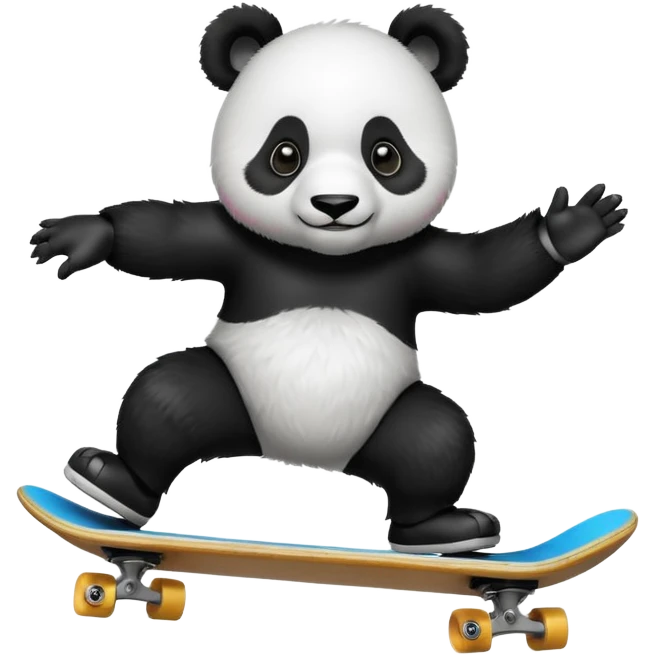 panda on a skateboard, jumping in the air emoji