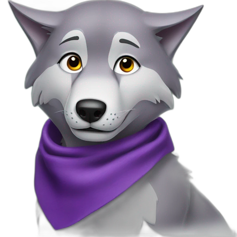 wolf from the jungle book with a purple scout neckerchief emoji