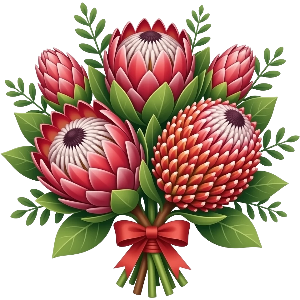 Protea and pincushion bouquet with filler medium size emoji