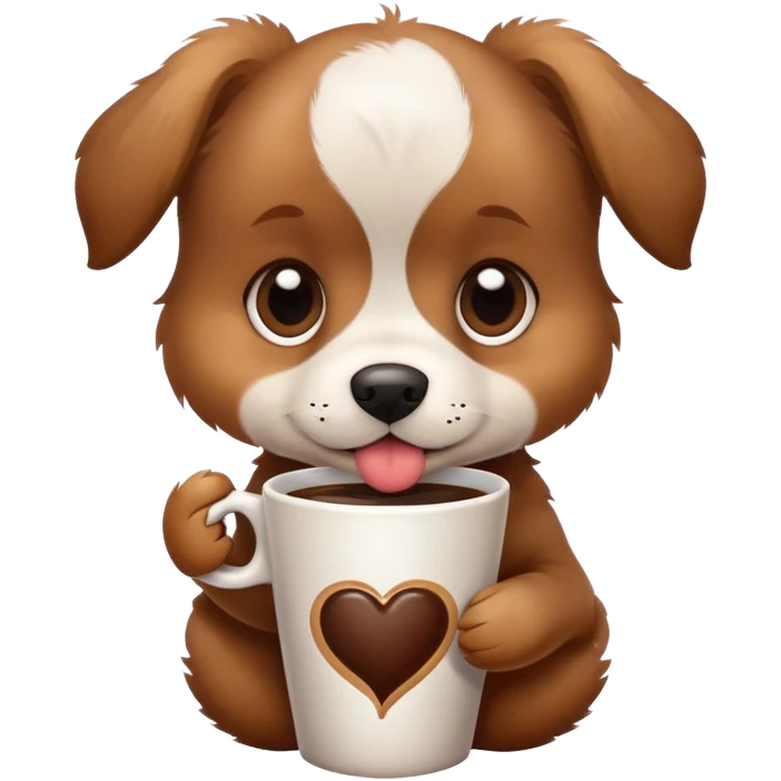 Puppy eating coffe  emoji