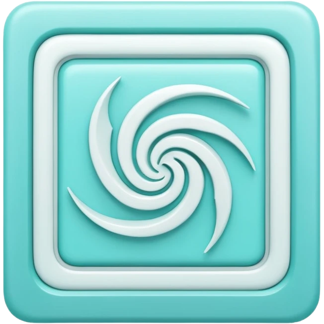 a Tiny compressed Stylized light-turquoise whirlwind symbol inside a pastel white square icon, light turquoise borders emoji