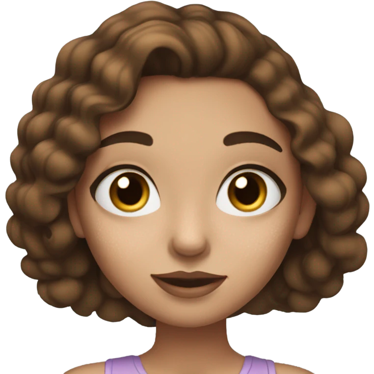 Girl doing makeup on white skin while having Brown hair and blue eyes and freackles emoji