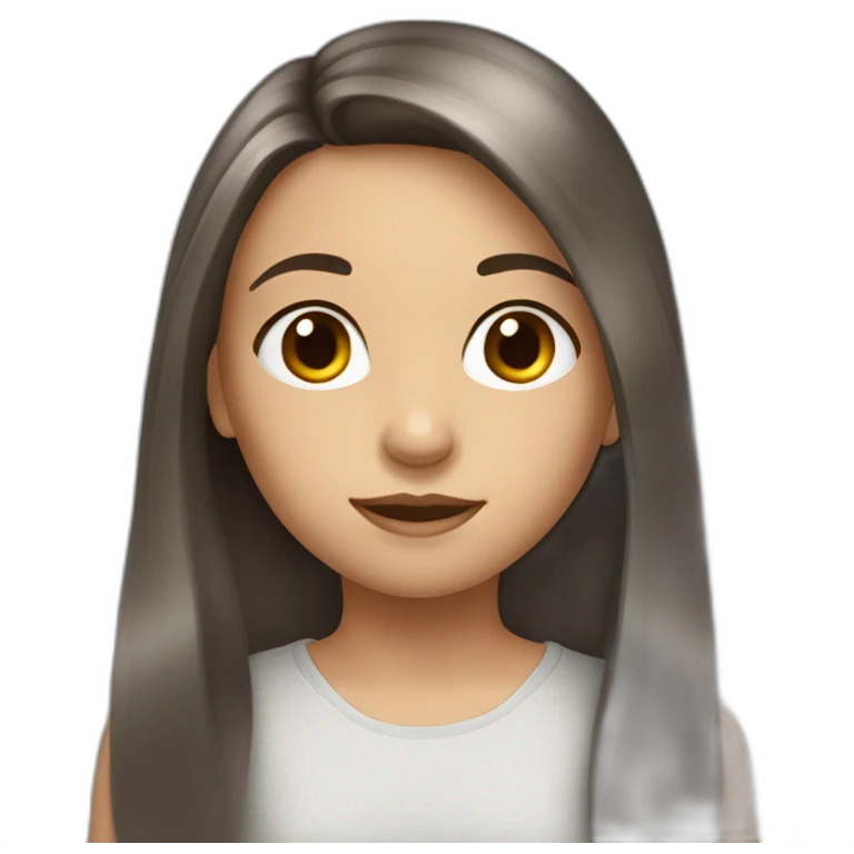 girl 10 years with  very long brown hair and grey eye emoji