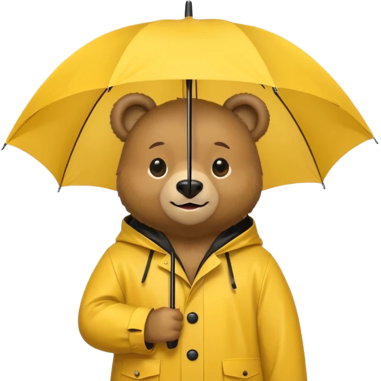 Bear with umbrella, wearing rain coat emoji