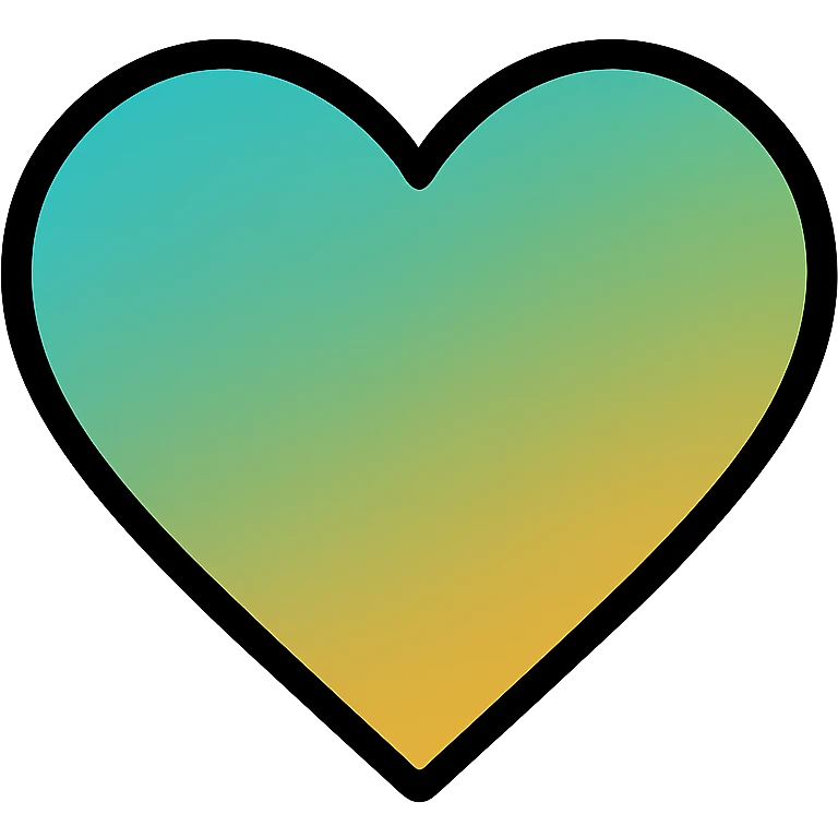 gradient heart icon with clean lines, modern icon style, teal and gold gradient, no text emoji