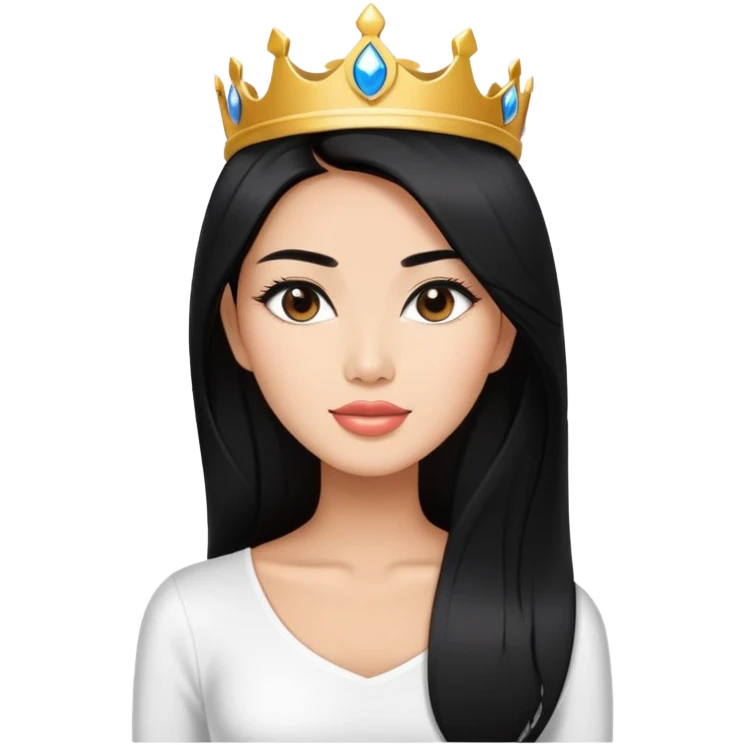 Miss Universe Southeast Asian woman with very long straight black hair wearing a beautiful white top emoji