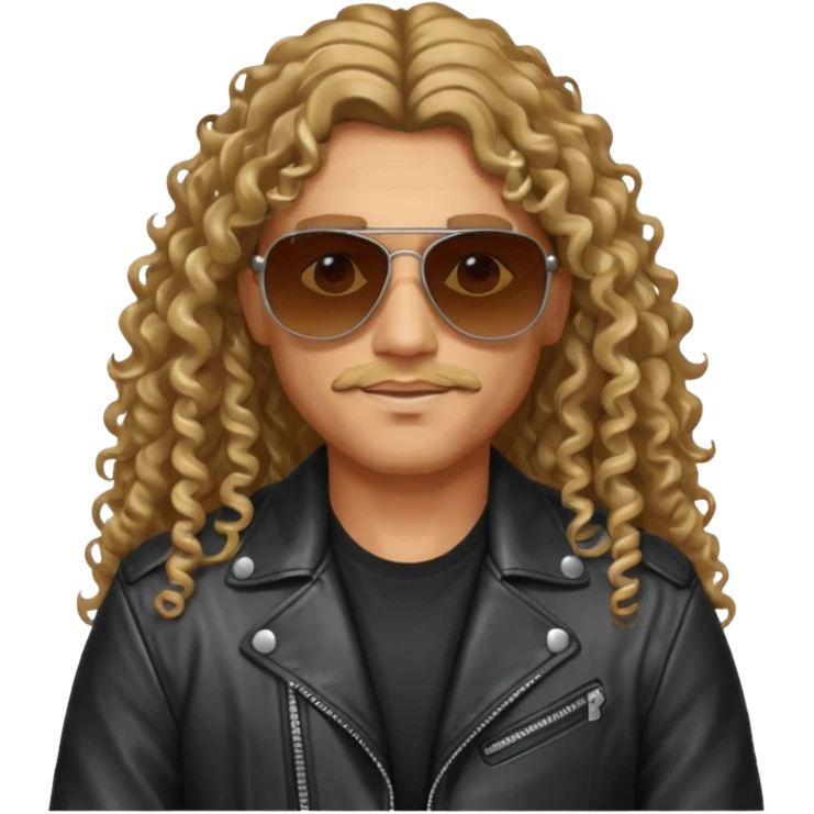 Biker Gang with Sunglasses, long curly hair, sunglasses emoji