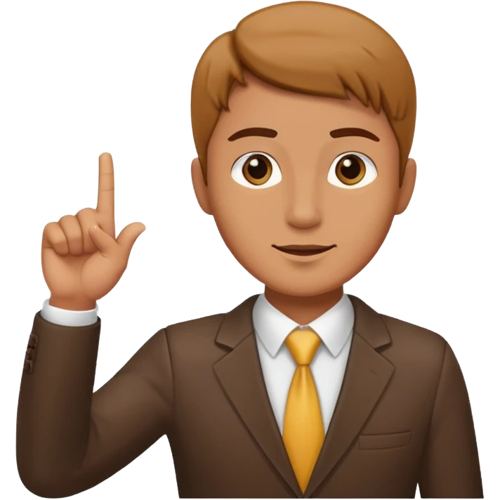 business client raising his hand with one finger only to say that he wants to make a request emoji