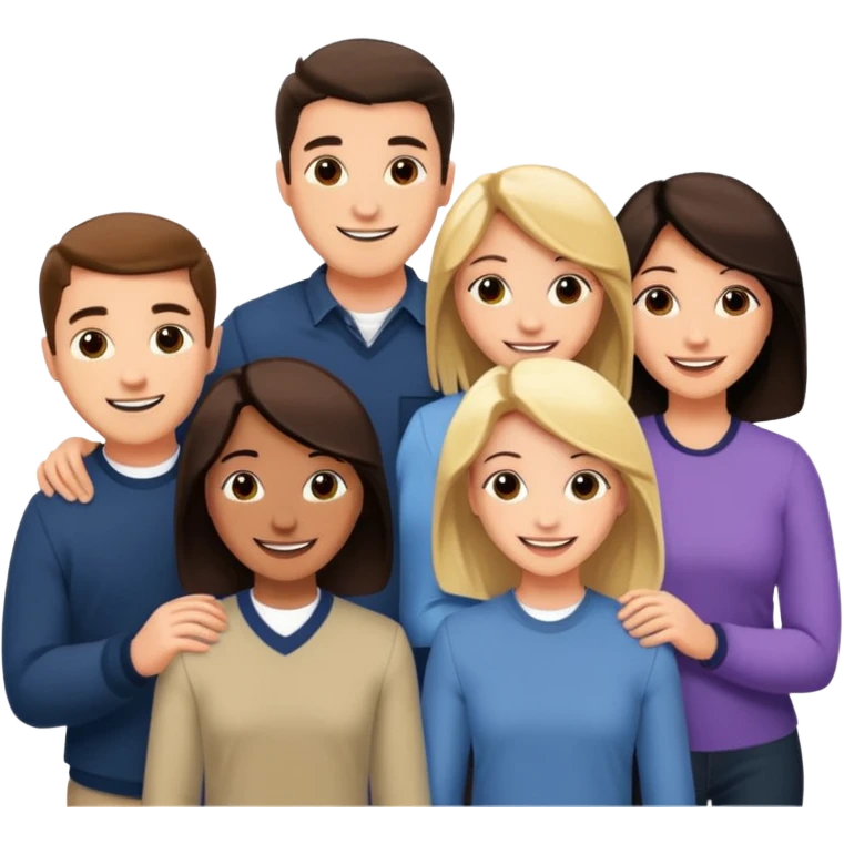 Cast members from tv show friends (Ross,Joey, chandler, Rachel, Monica, phoebe  emoji