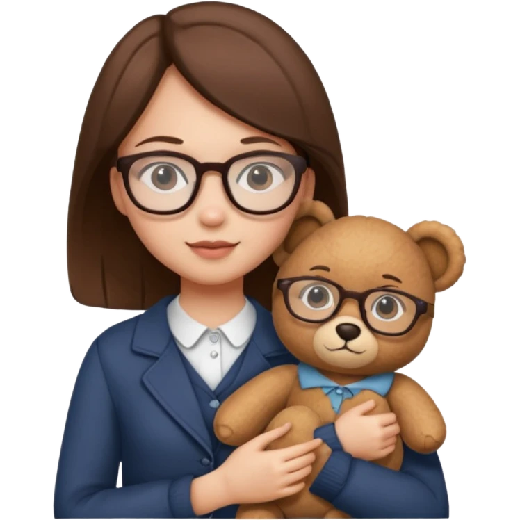  girl with single teddy bear she is wearing glasses bear without glasses  emoji
