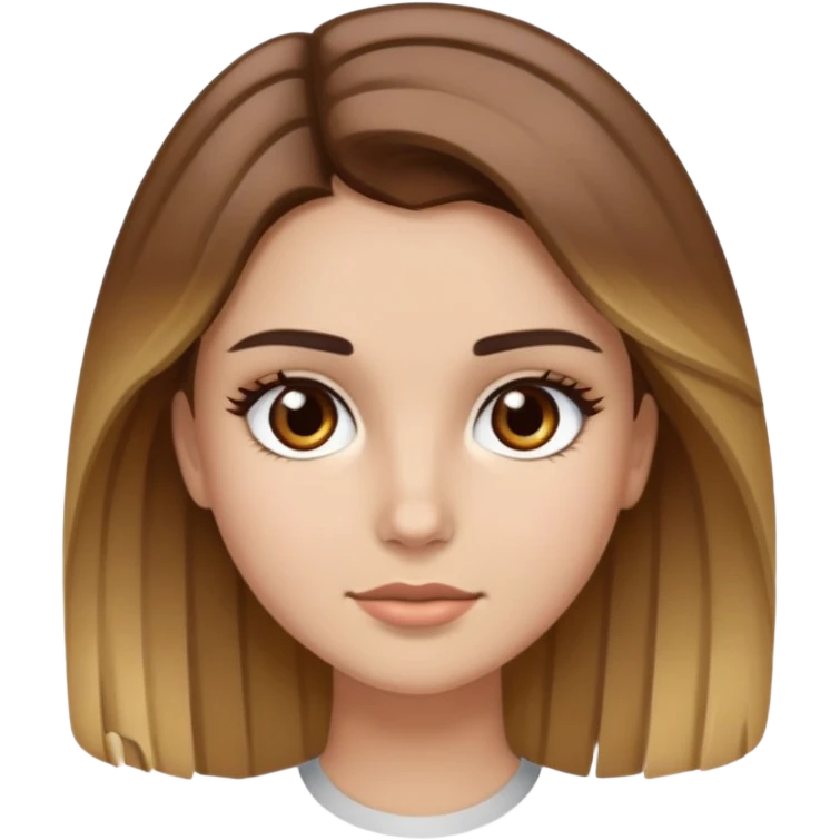 Girl with brown hair and blonde highlights, dark brows, and brown eyes emoji