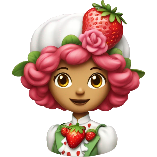 Strawberry shortcake with pink rose on top emoji