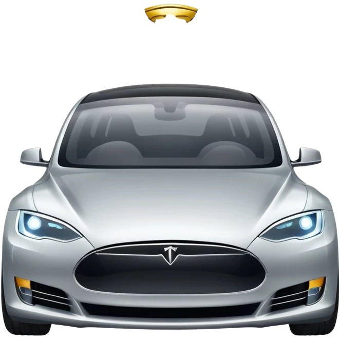 Tesla vehicle parking with sparkles around emoji