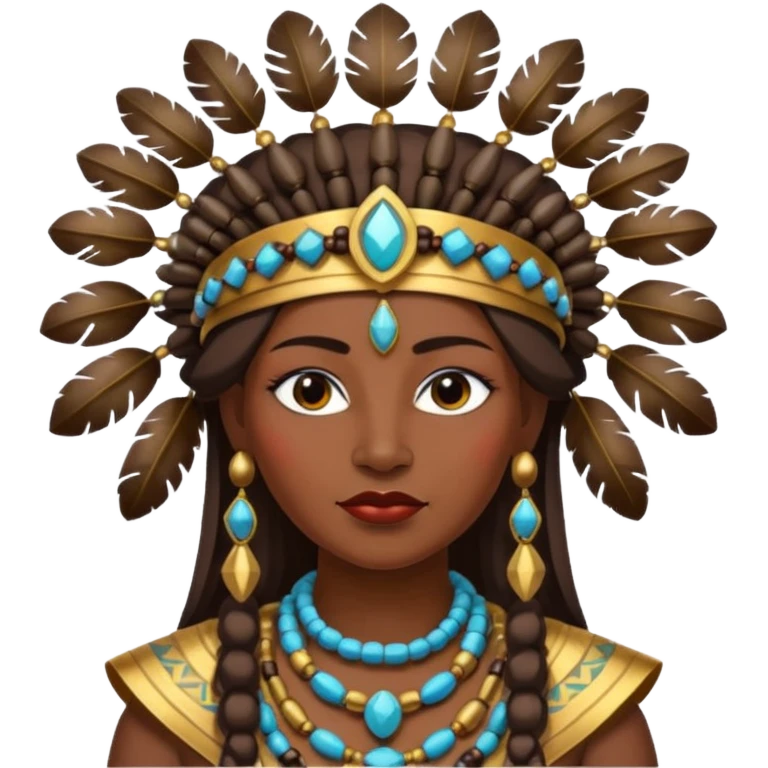 A strong female chief with decorated beads, confident posture, and protective aura.
 emoji