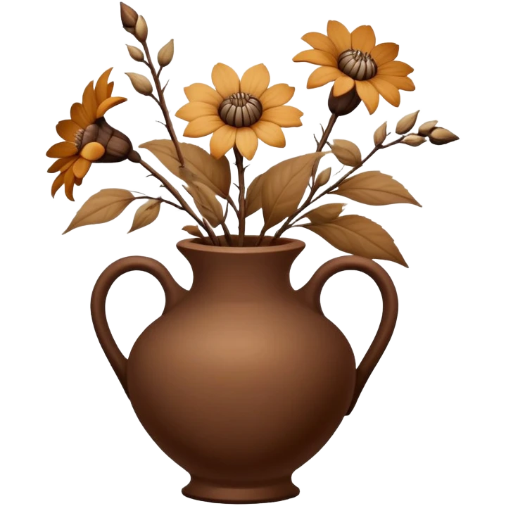 Dried flowers and pods in a brown vase emoji