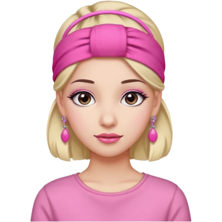 Fashion girl with pink headband and earrings emoji
