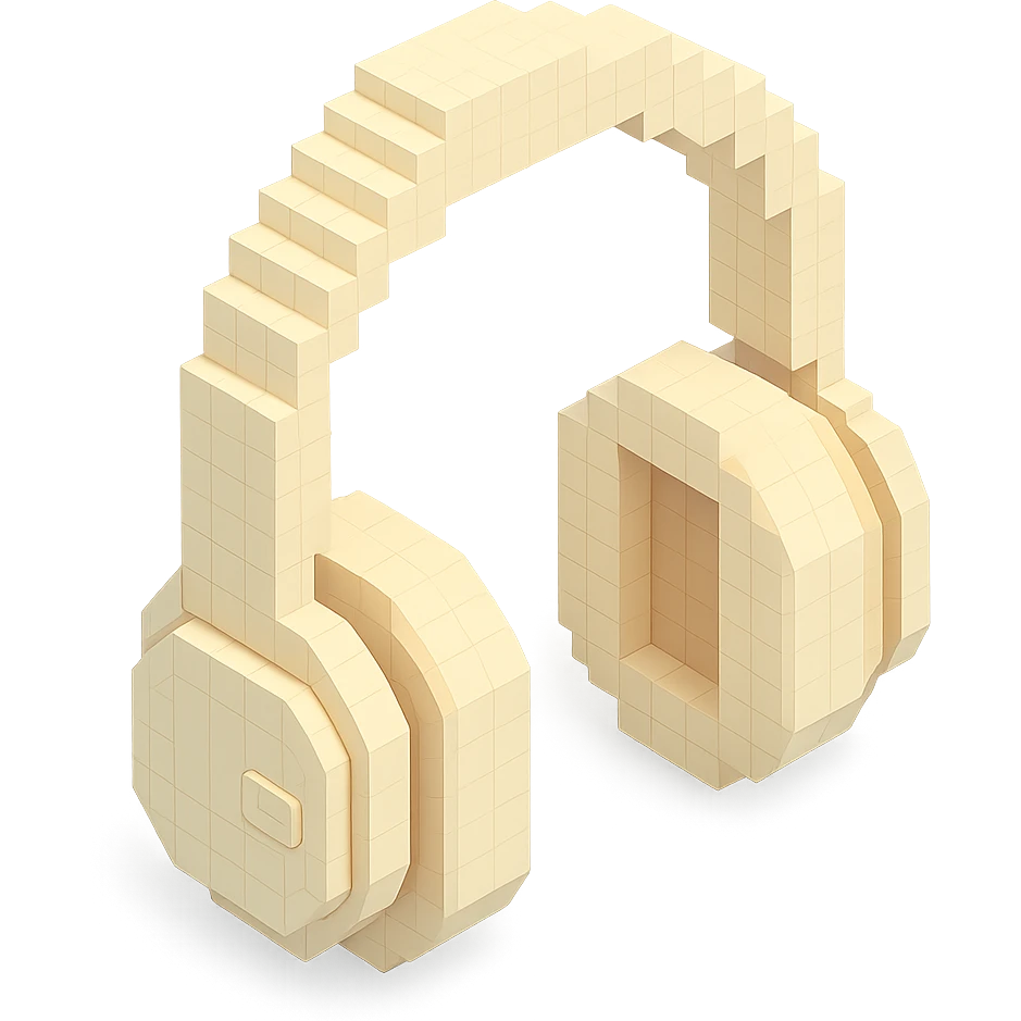 full-size Sony headphones, pale cream color, isometric view emoji
