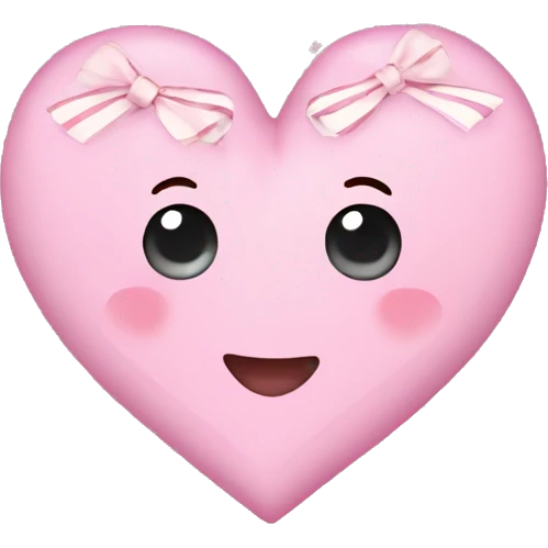 Coquette heart, light pink with bows emoji