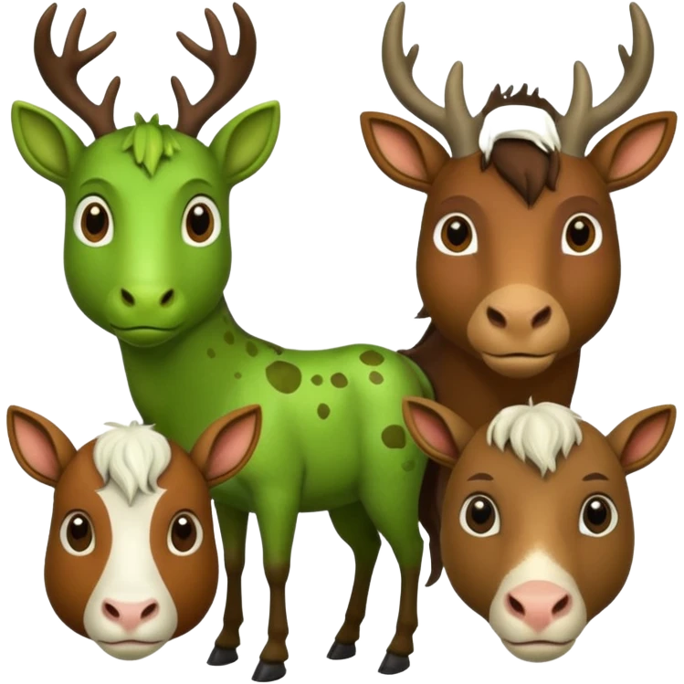 Deer horse bullfrog goat together image emoji