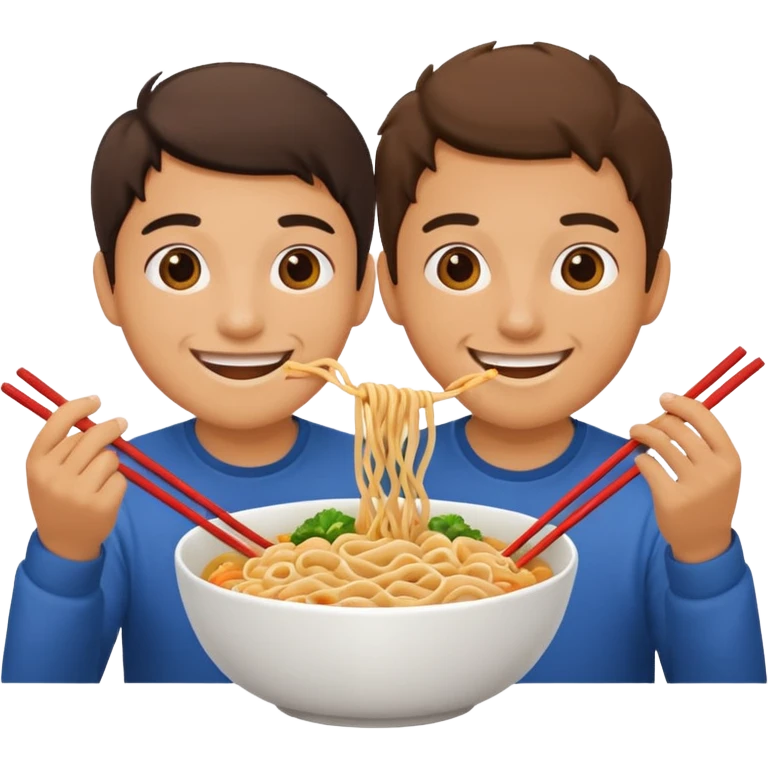 Two friends eating noodles emoji