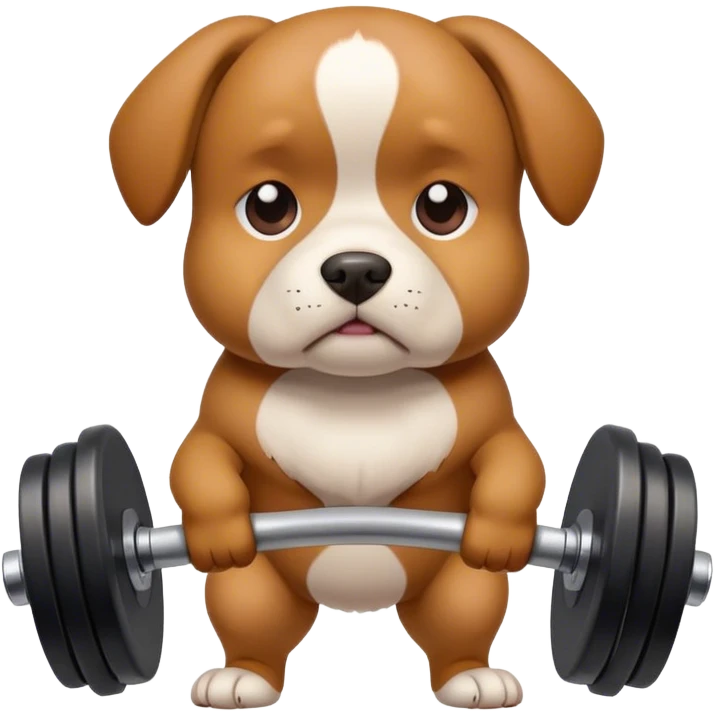 Sad dog holding a dumb bell emoji