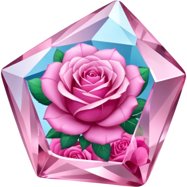 Magic mineral crystal with pink roses around emoji