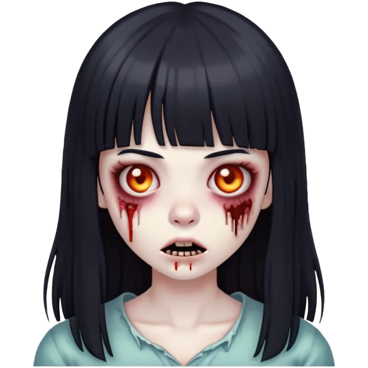 zombie girl with straight long black hair and bangs ( like this 🧟‍♀️) emoji