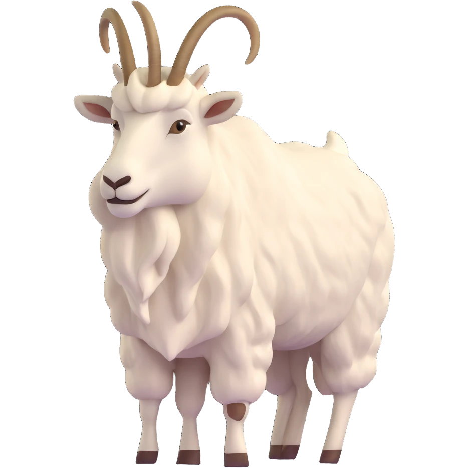 realistic 3D mountain goat with textured fur emoji