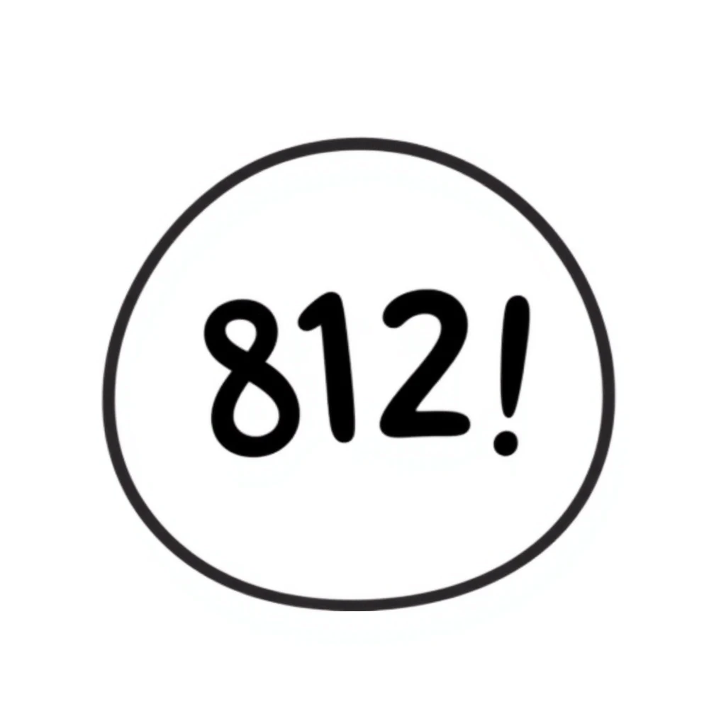 Hand-drawn circular emoji with "812" text inside emoji