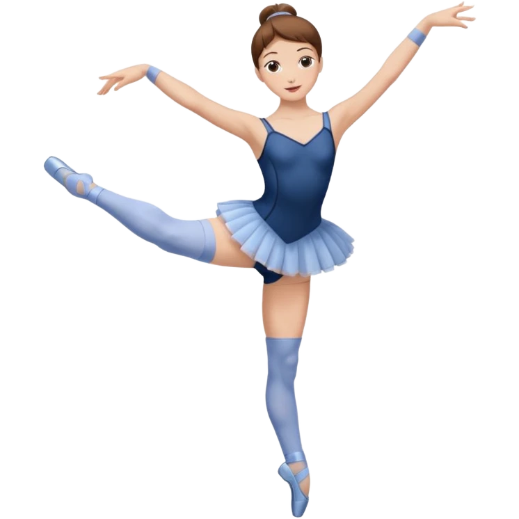 Ballet dancer in over the knee socks, leotard and brown hair emoji