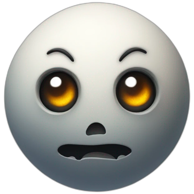 3d sphere with a cartoon spooky skin texture with big thoughtful eyes emoji