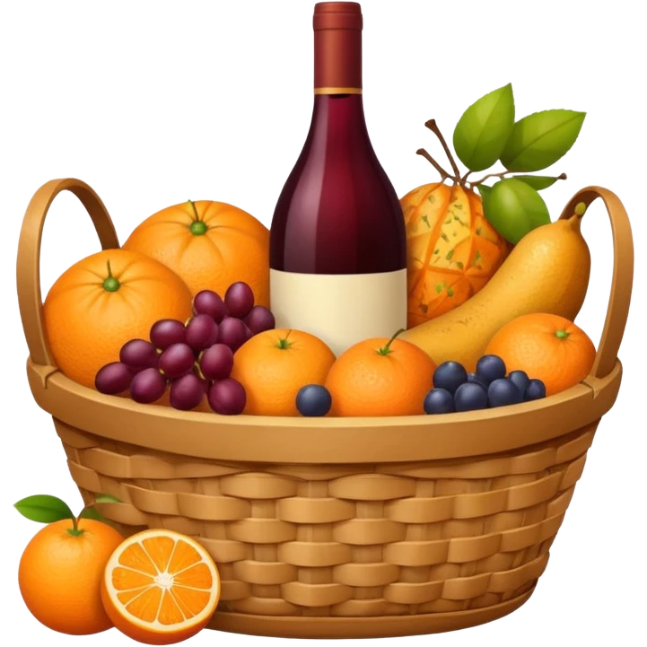 Orange basket with both food, drink and fruits emoji