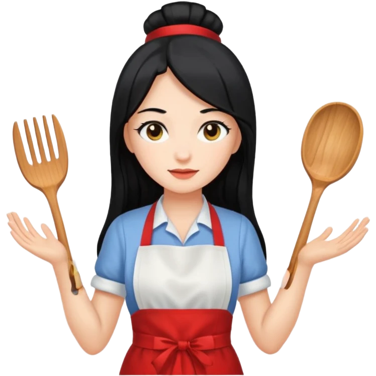 long black hair woman with apron emoji