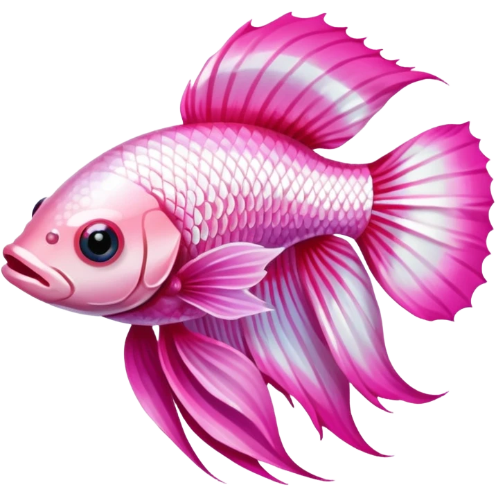 pink and white betta fish swimming in water emoji
