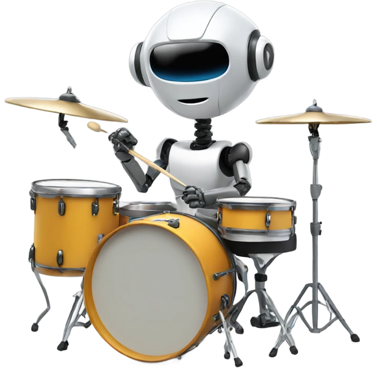 cute robot plays the drum set emoji