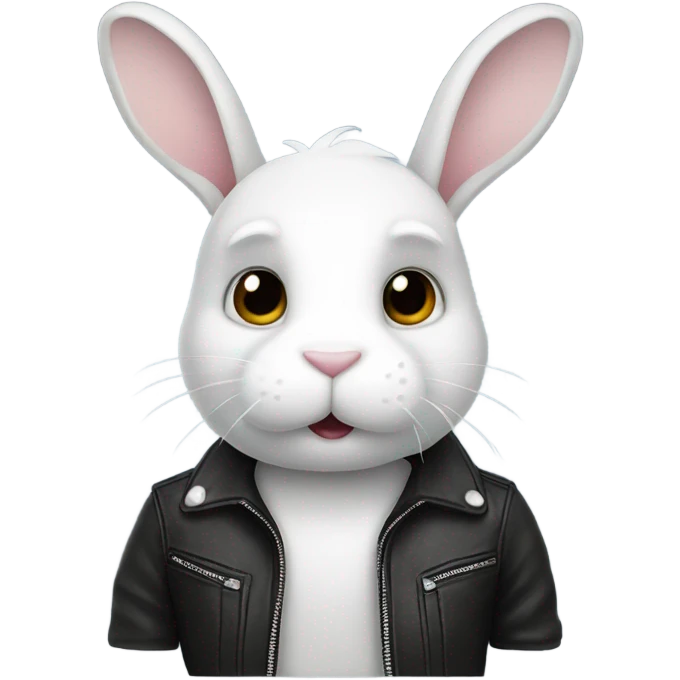 White bunny wearing leather emoji