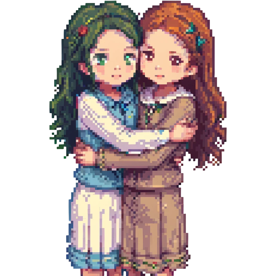 Two girls hugging happily emoji