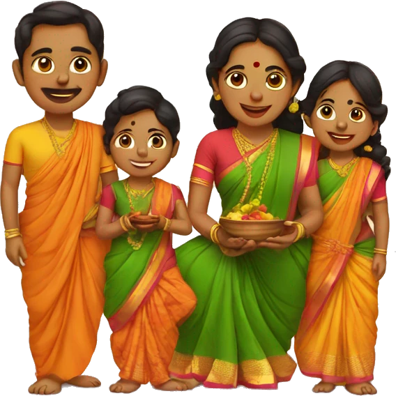 Ugadi family with twin boys emoji