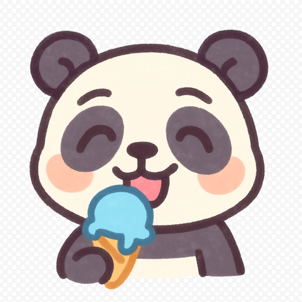 Panda eating ice cream emoji