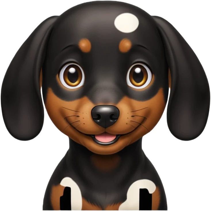 Black miniature Daschund looking happy emoji