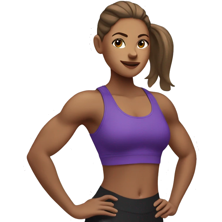 What girl with brown ponytail in purple top training at the gym  emoji