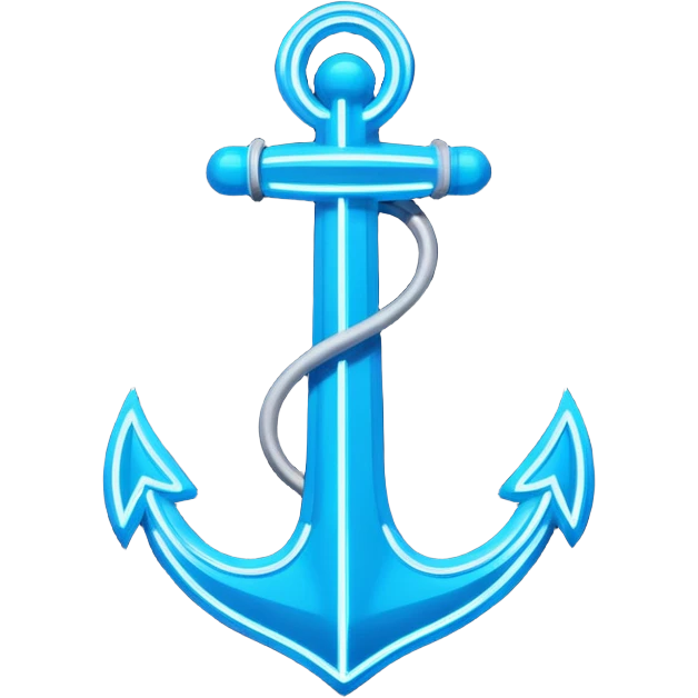 A neon futuristic cyberpunk anchor line drawing, that would be made of neon tubing on a sign emoji