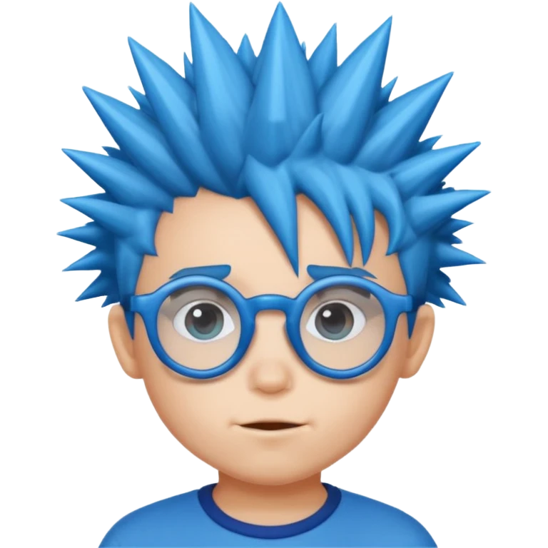 blue spiky haired kid with glasses emoji