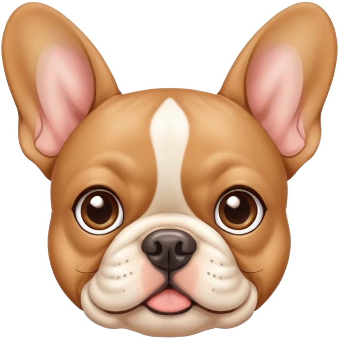 cute tan french bulldog face with big eyes and flat nose emoji
