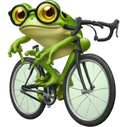 Frog with specs and bike emoji