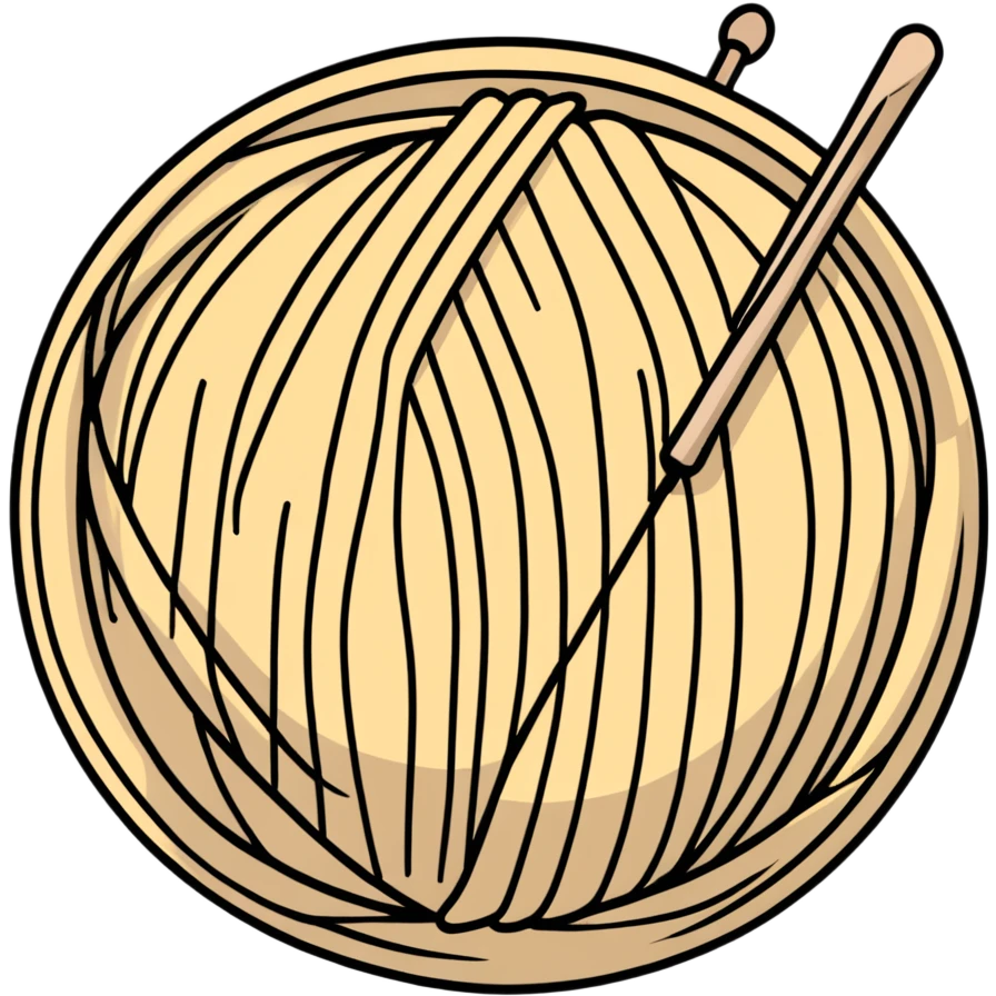 ball of beige mohair wool with knitting needles emoji