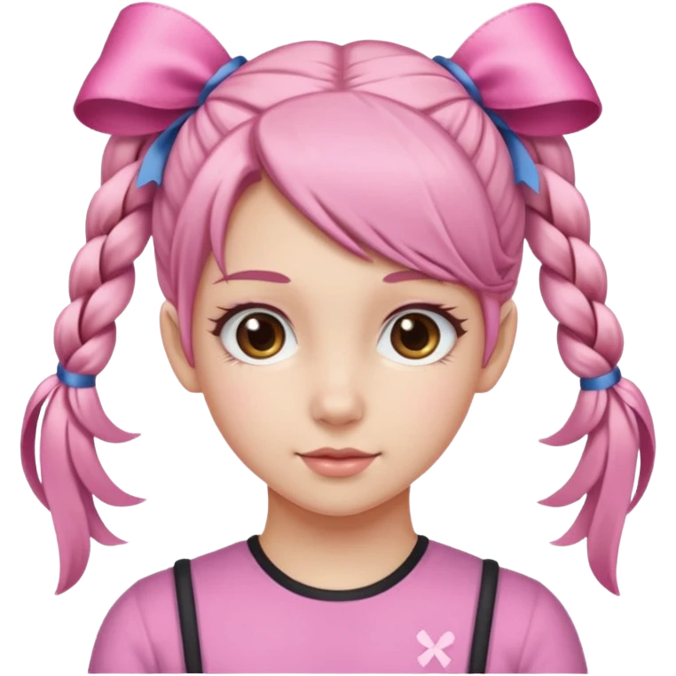 a bay girl with two ponytails and pink ribbons emoji